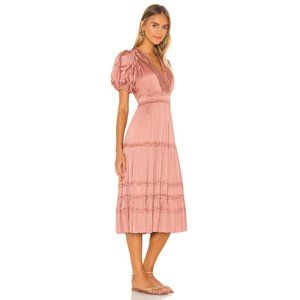 NWT Ulla Johnson Ines Midi Dress Copper 4 Ruffle Satin